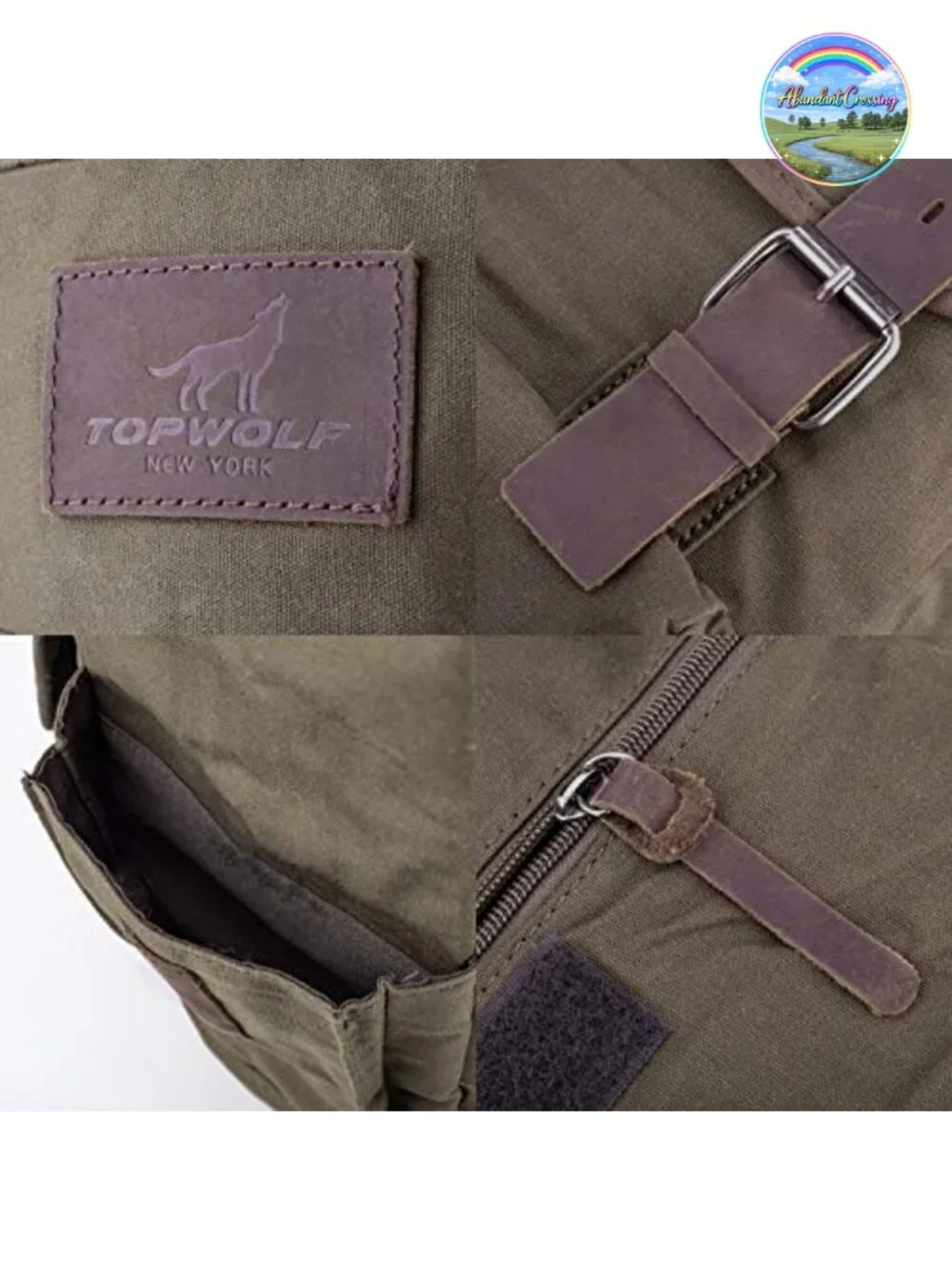 Waterproof Waxed Canvas Backpack Travel Rucksack Leather Trim